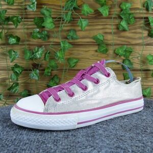 Converse Sneaker All Star Girl Y 4 Medium Athletic Silver Textile Slip On